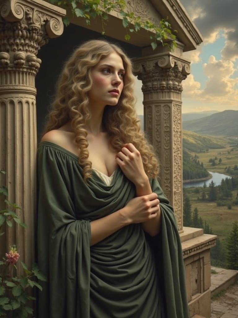 A Pre-Raphaelite Priestess in Fierce Devotion