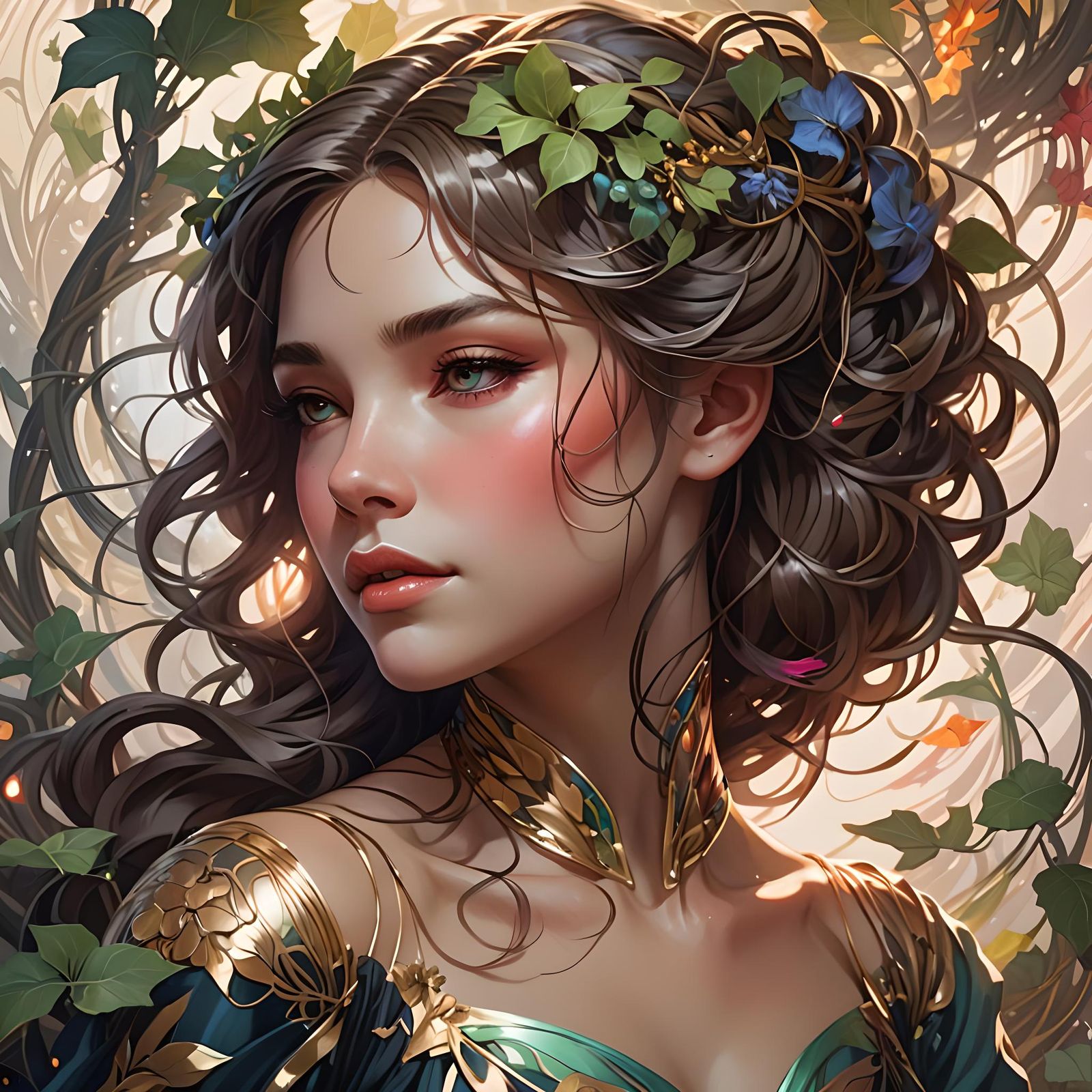 Detailed Portrait of Woman Listening to Whispers