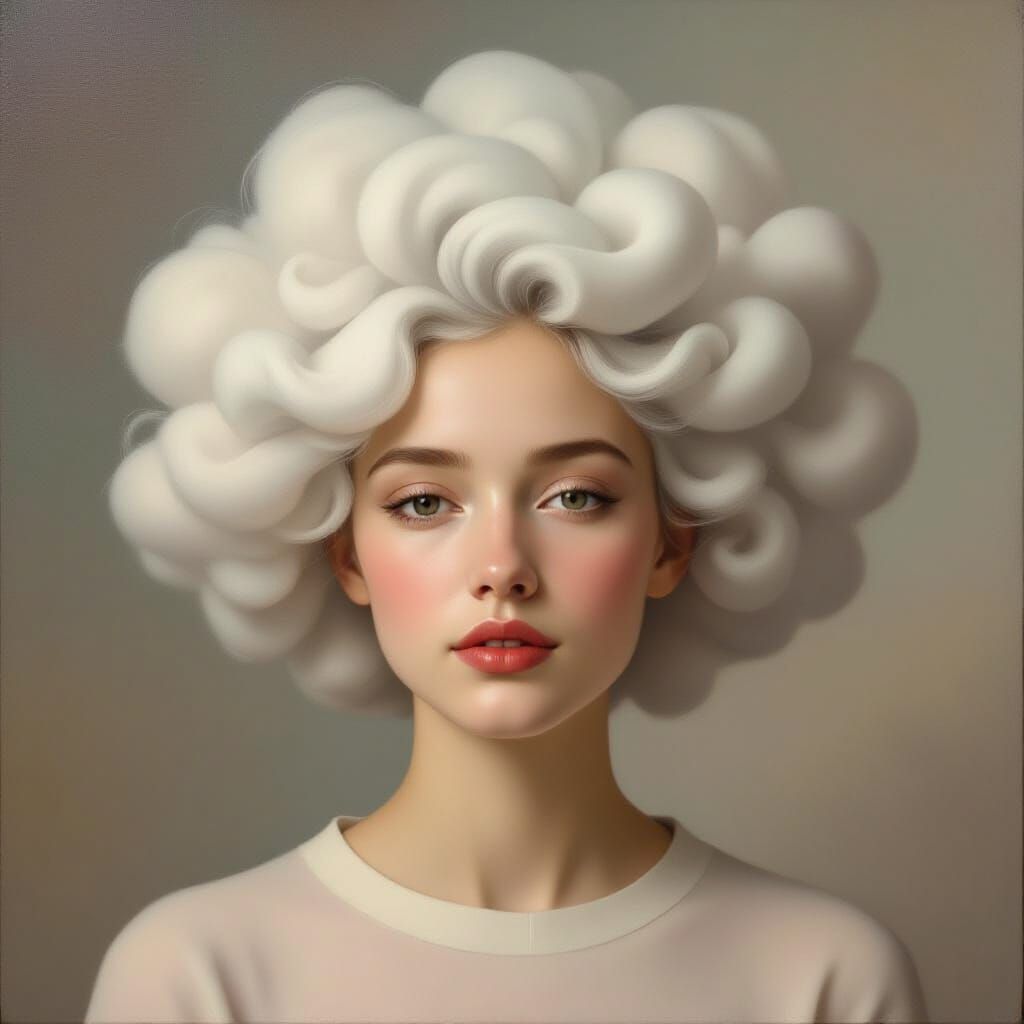 Ethereal Portrait With Soft Cloud Hair