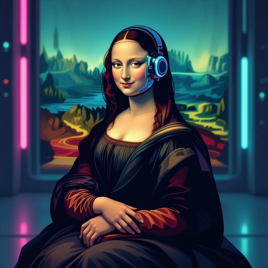 Robotic Mona Lisa in Futuristic Renaissance Style