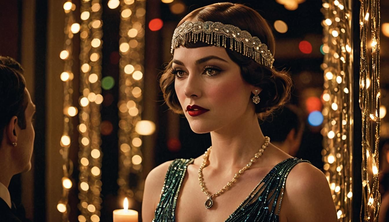 Jazz Age Woman Portrait in Dynamic Triadic Colors