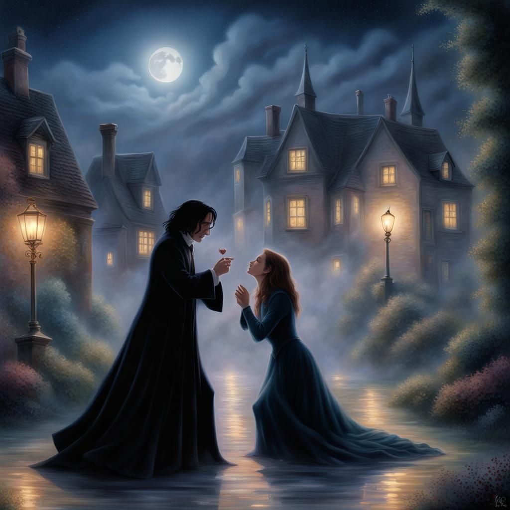 Snape and Hermione: Ethereal Kiss Under the Stars