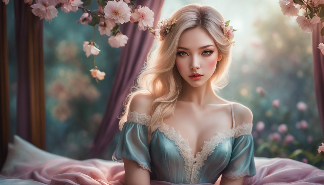 Taiwanese Woman in Dreamy French Bedroom