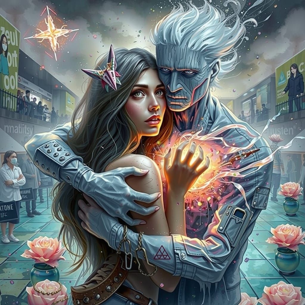 Rebellious Youth in a Bustling Marketplace