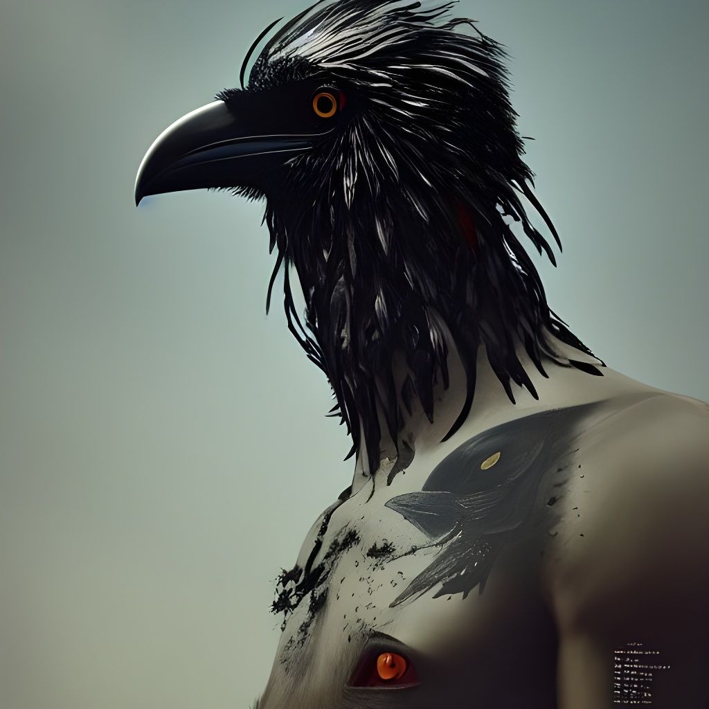 Crow-Headed Man: Hyperdetailed Fantasy Art