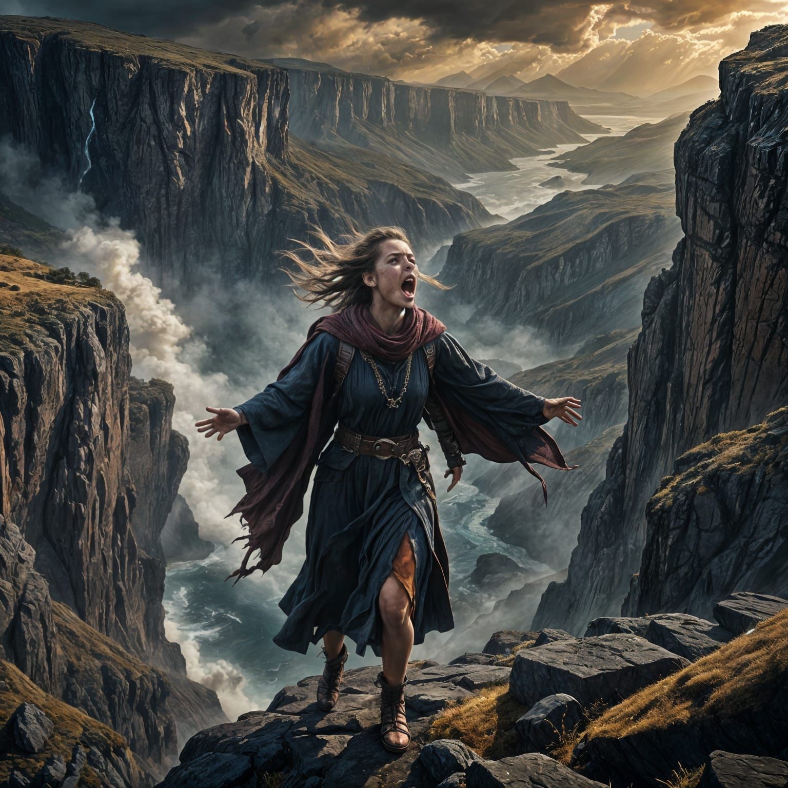 Detailed Matte Painting of a Screaming Person