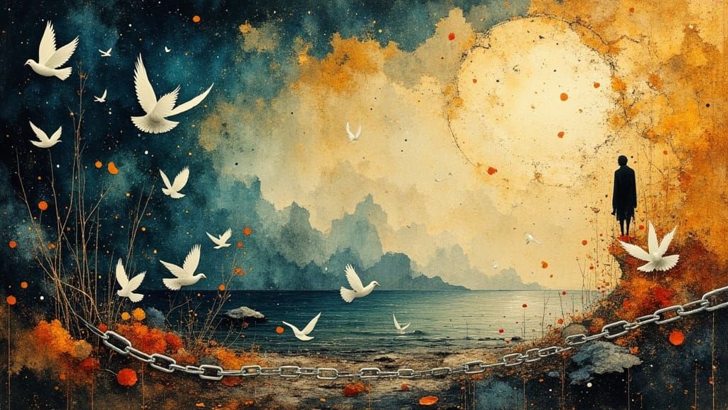 Surreal Masterpiece: Love, Freedom, and Peace Unveiled