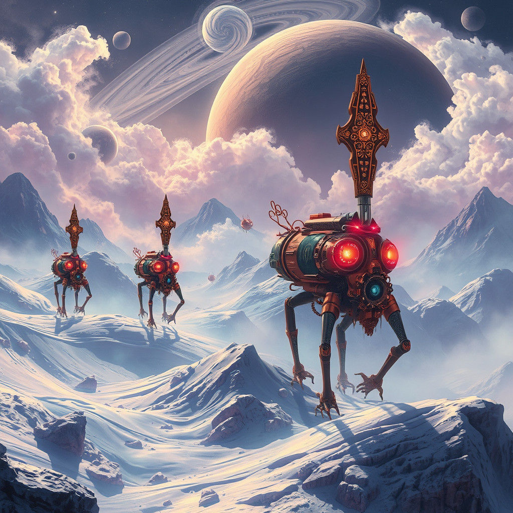 Titan Machines in Surreal Biomechanical Landscape