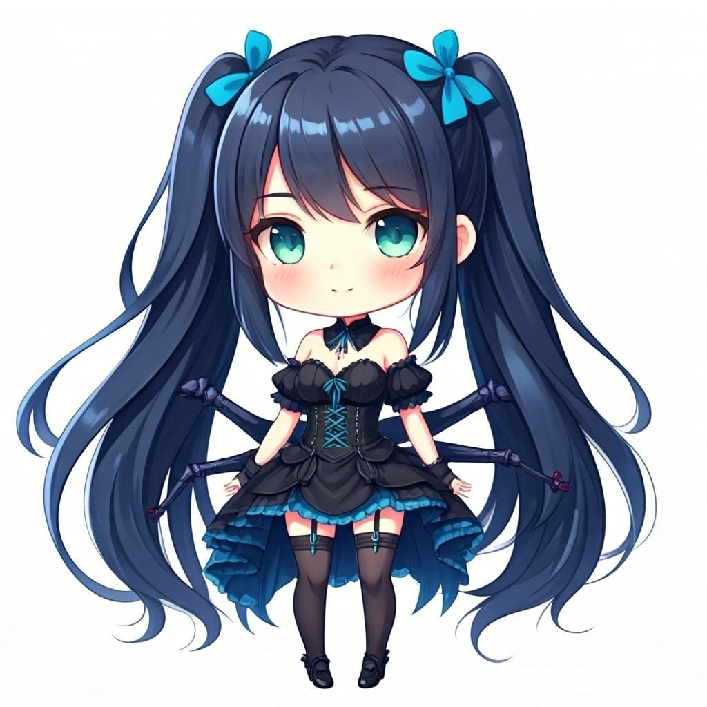 Anime Chibi Girl with Spider Limbs Illustration