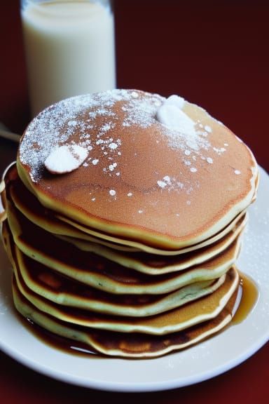 Pancakes with Powdered Sugar and Syrup