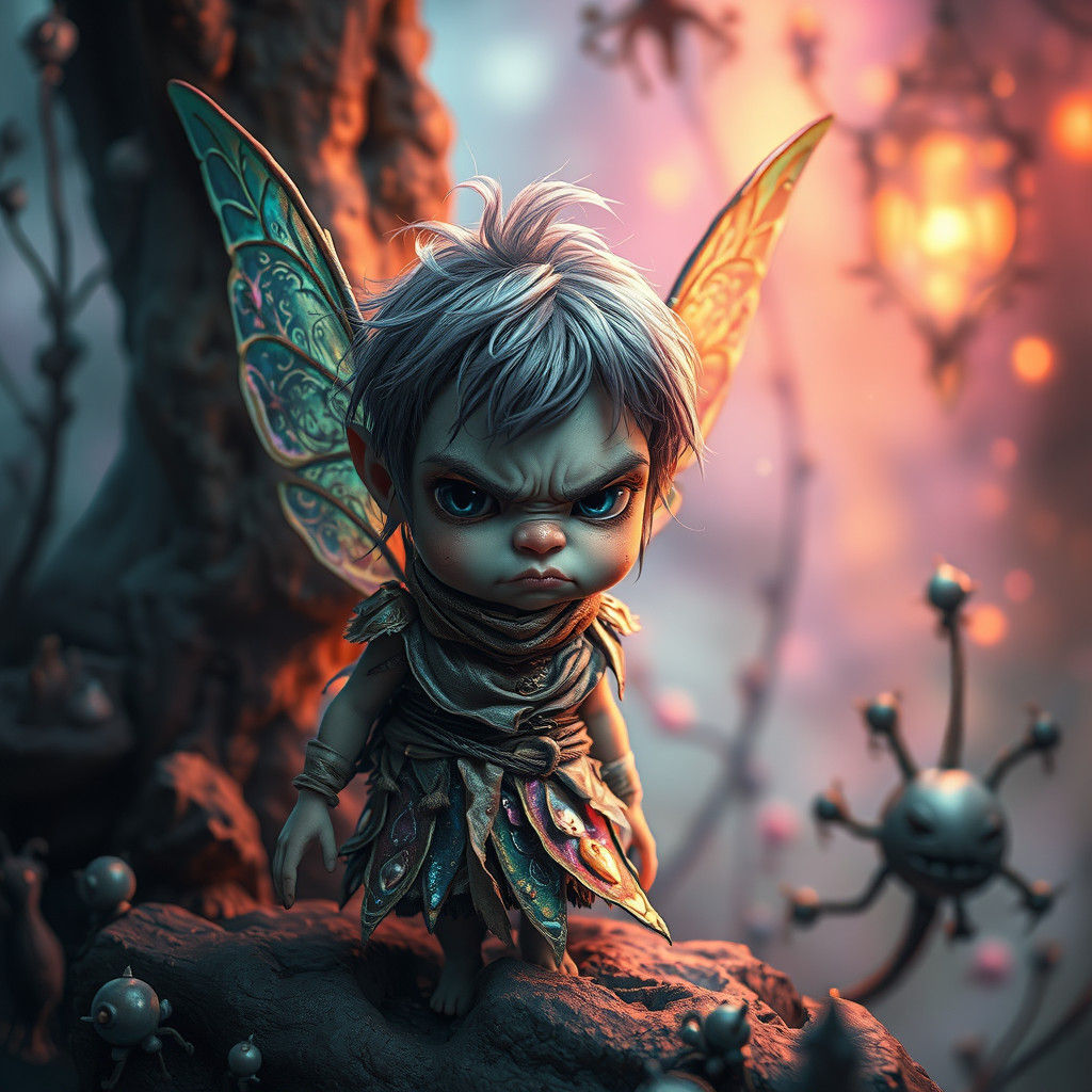 Angry Fairy in Dreamlike Dark Fantasy Realm