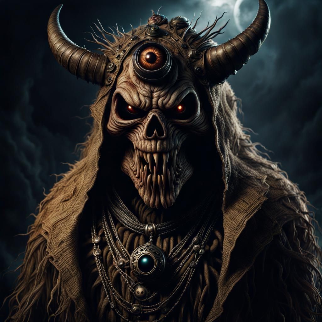 Creepy Burlap Halloween Monster in Digital Painting Style