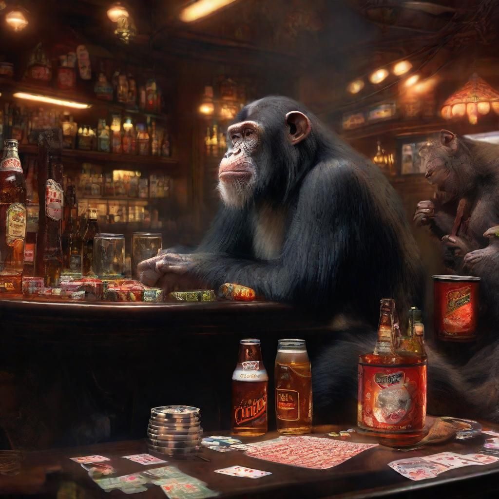 Surrealistic Monkey Sits on Bugatti Veyron, Smoking and Surr...