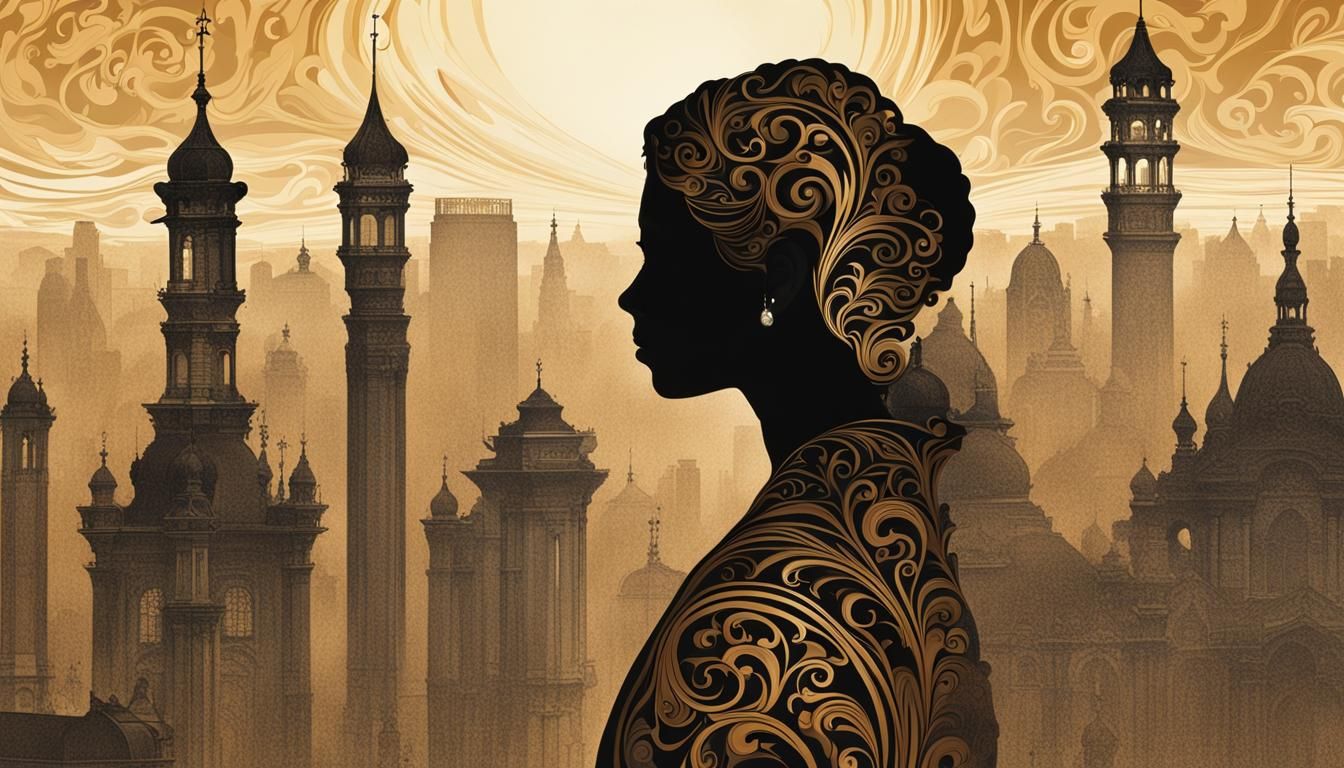 Elegant Cityscape at Sunset with Intricate Details