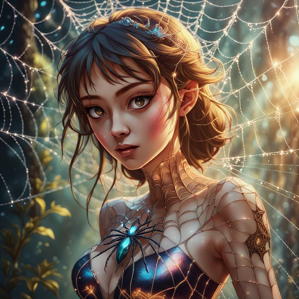 A fairy caught in a spider web