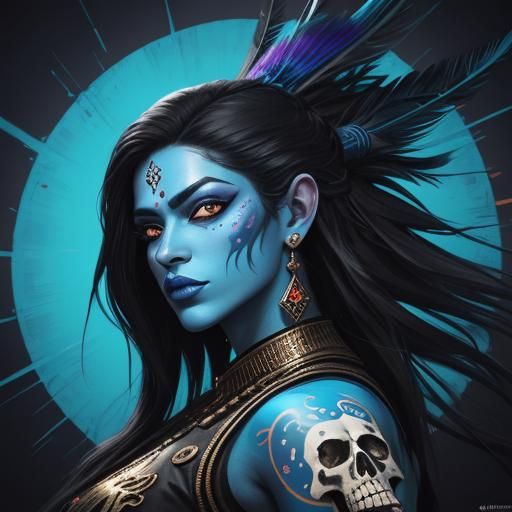 Kali Portrait in Vibrant Street Art Style