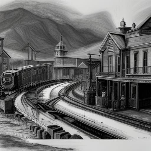 Back to the Future Train in 1885 Engraving