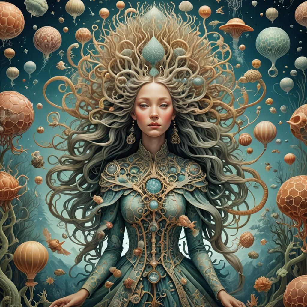 Weightless Life Forms in Surreal Mixed Media