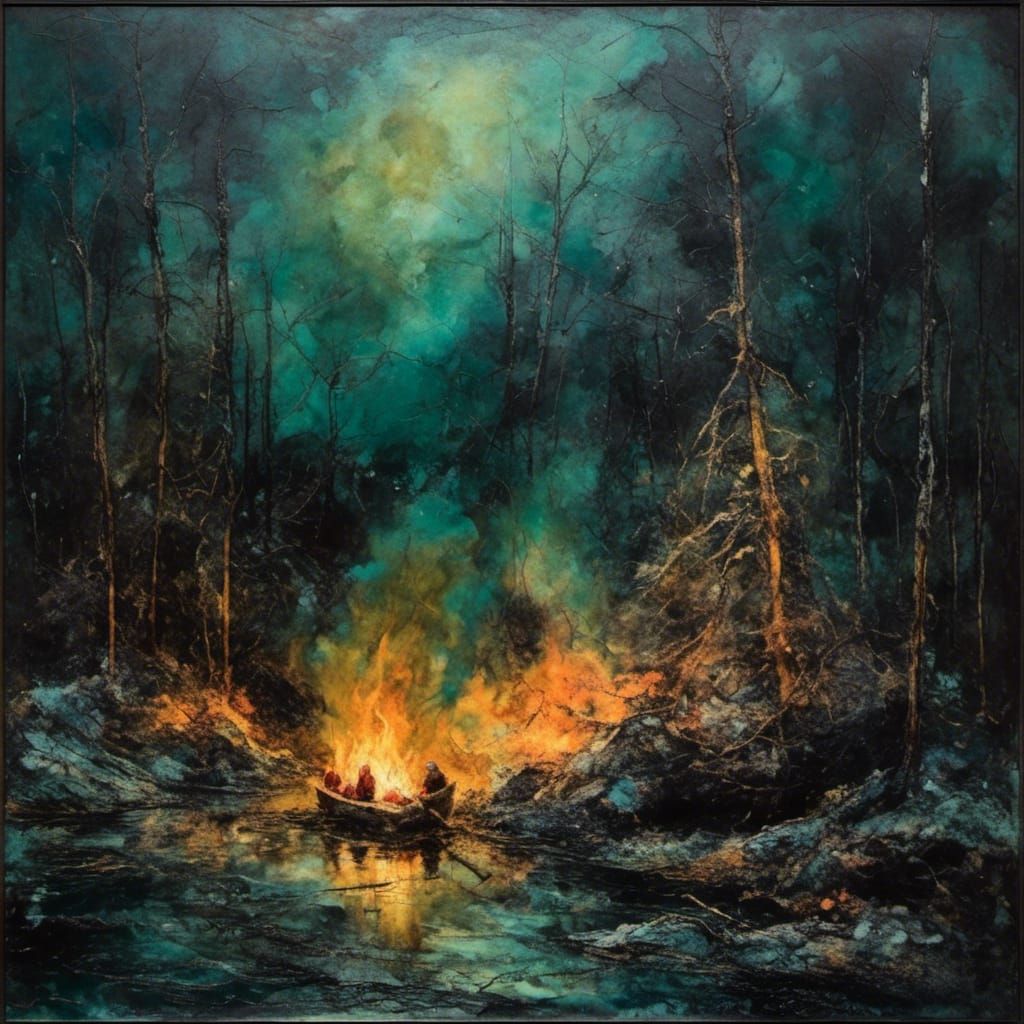 Fantastical Inuit Winter Wonderland in Vibrant Oil Painting