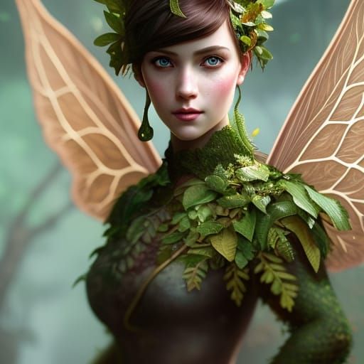 Mushroom Fairy Portrait in Fantasy Art Style