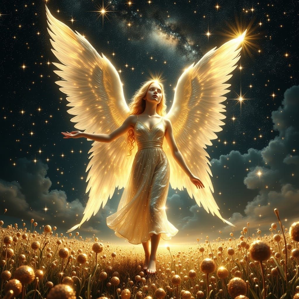 Angel of Celestial Harvest in Surreal Realism