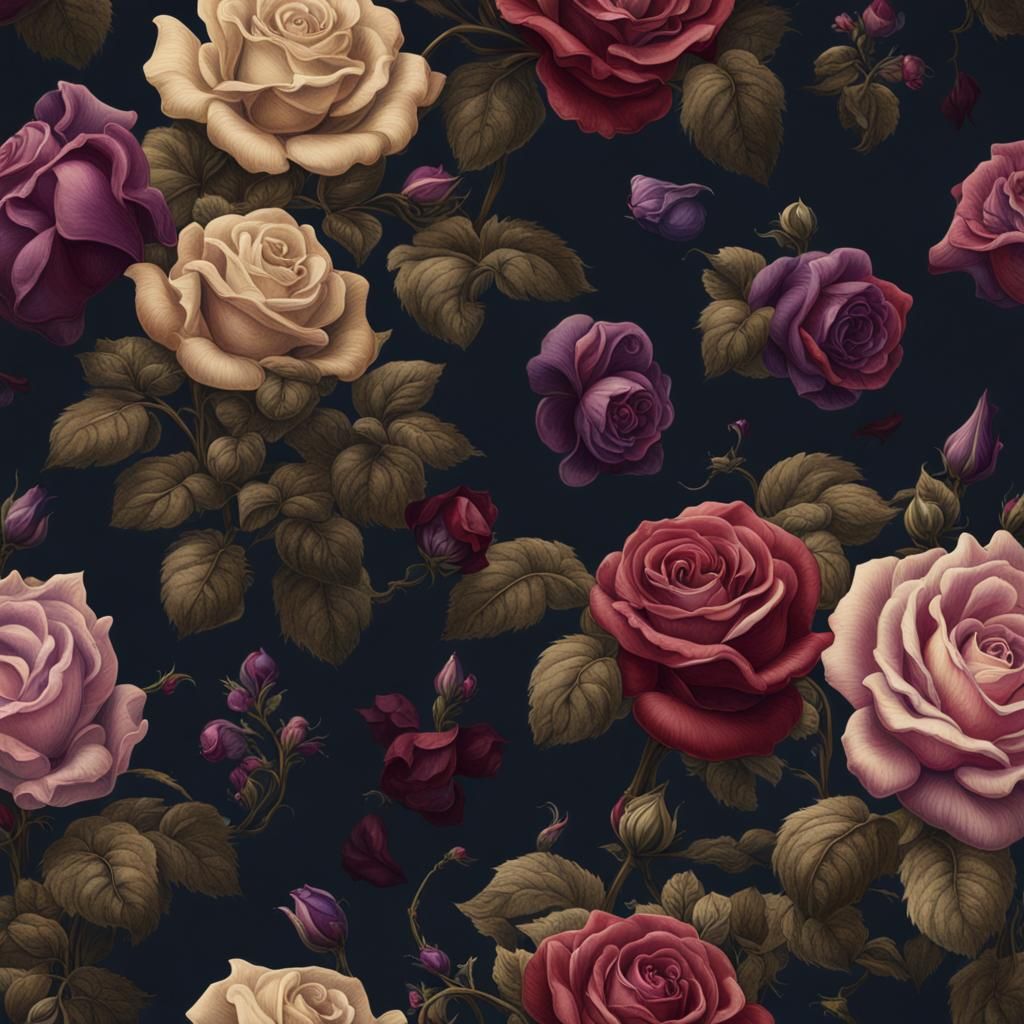 Victorian Ladies Amidst Roses and Violets