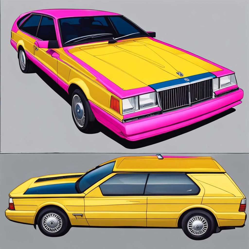Futuristic Pink and Yellow Rolls Royce Car of 2050