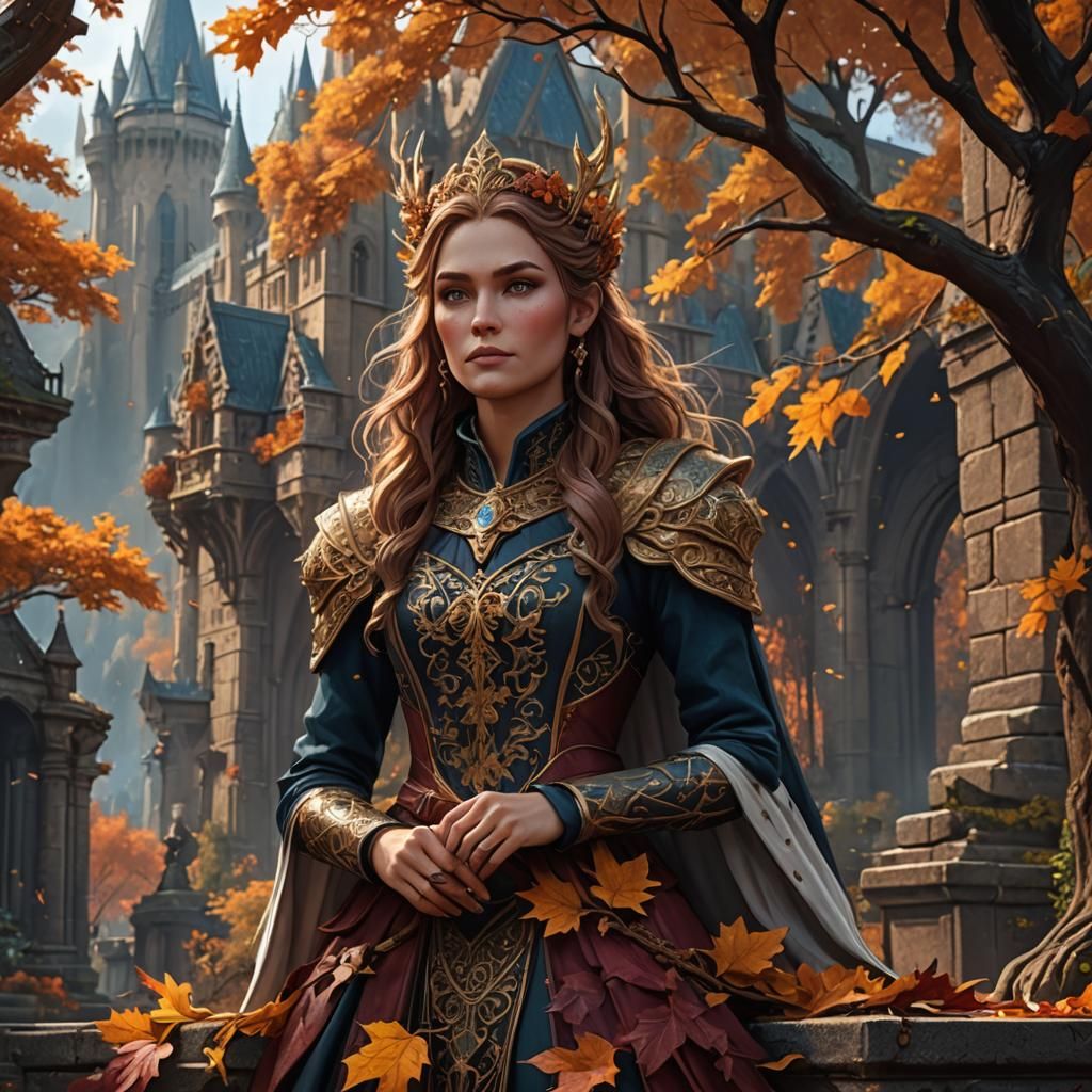 High Fae Lady of Autumn Court: Detailed Digital Art