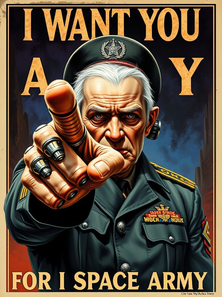 Cybernetic Veteran Demands Recruits for Air Space Army