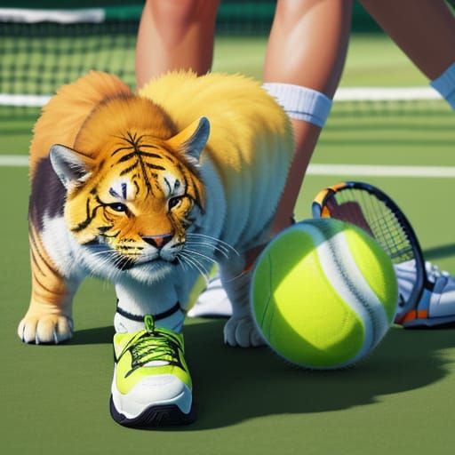 Animals Play Tennis at Wimbledon in Cartoon Style
