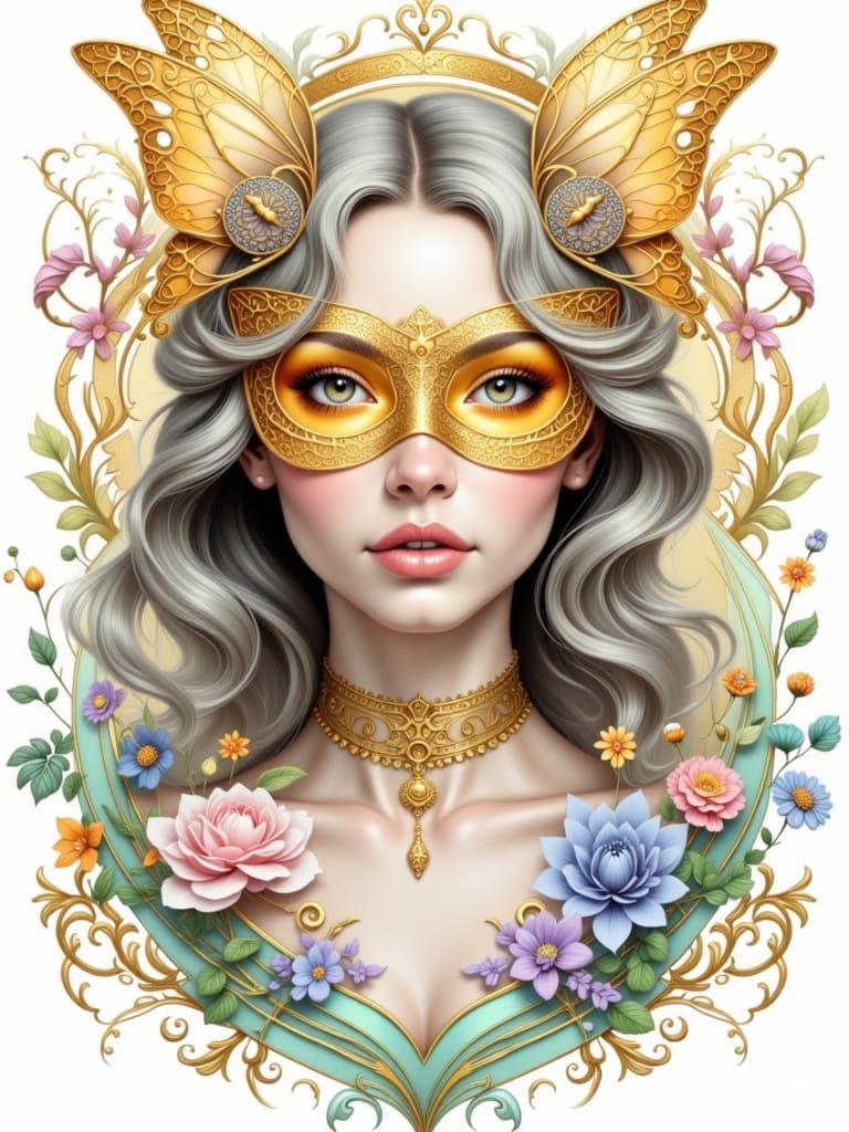 Ethereal Goddess Woman in Art Nouveau Fantasy Style