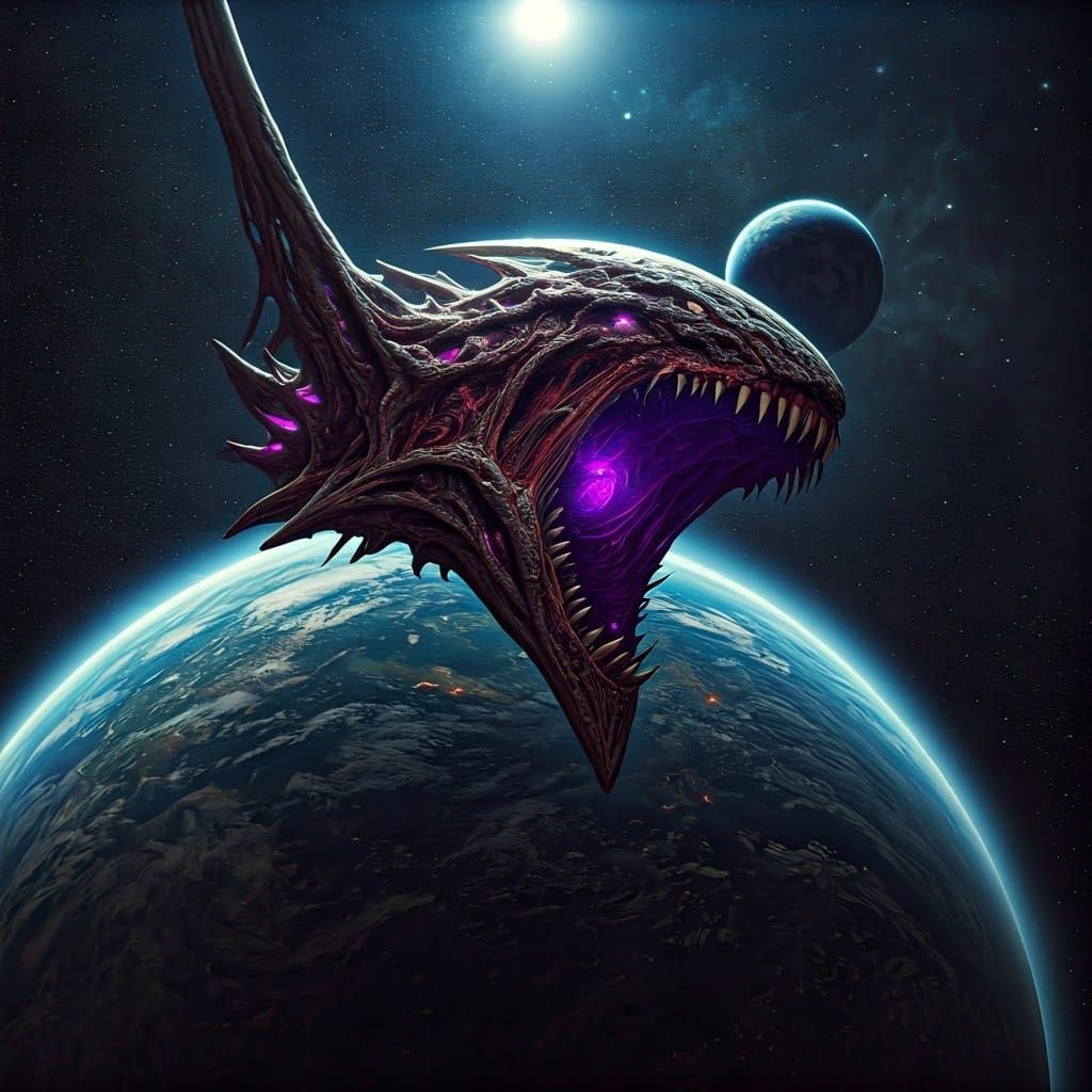 Gigantic Space Creature Dwarfs Earth in Cinematic CGI