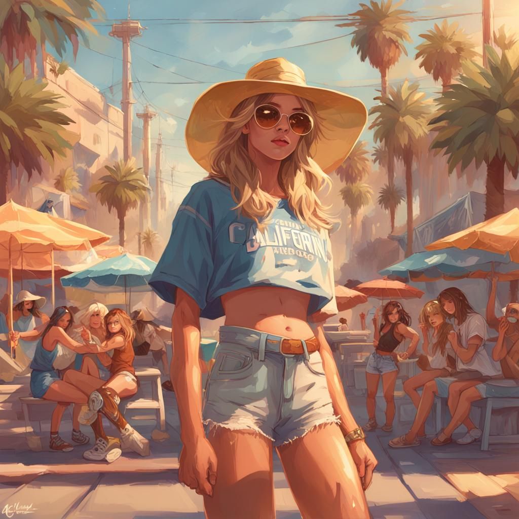 California Girls: Hyperdetailed Portrait in Vibrant Sunlight