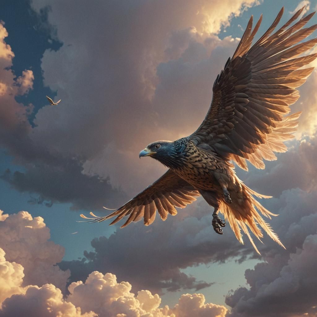 Soaring Bird in Flight: Fantasy Concept Art