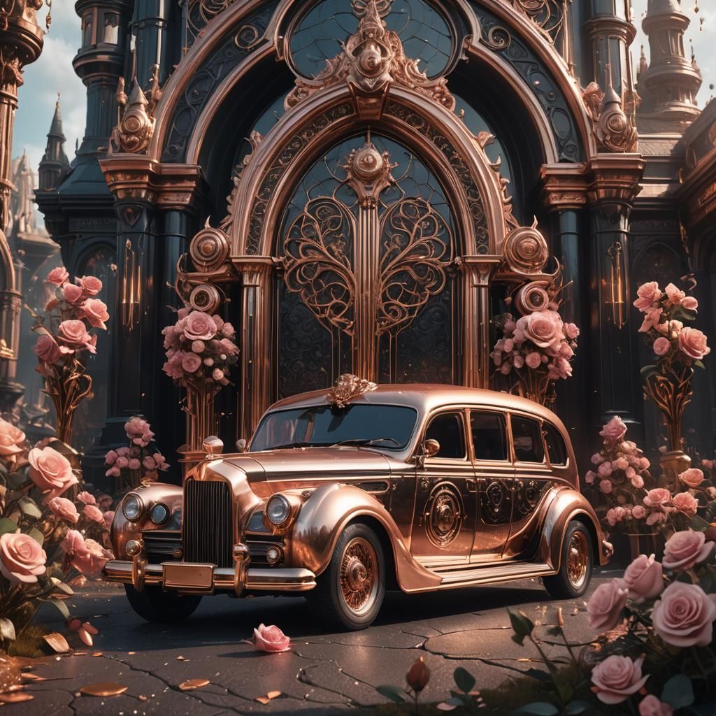 Babytron in Rose Gold Hearse: Detailed Matte Painting