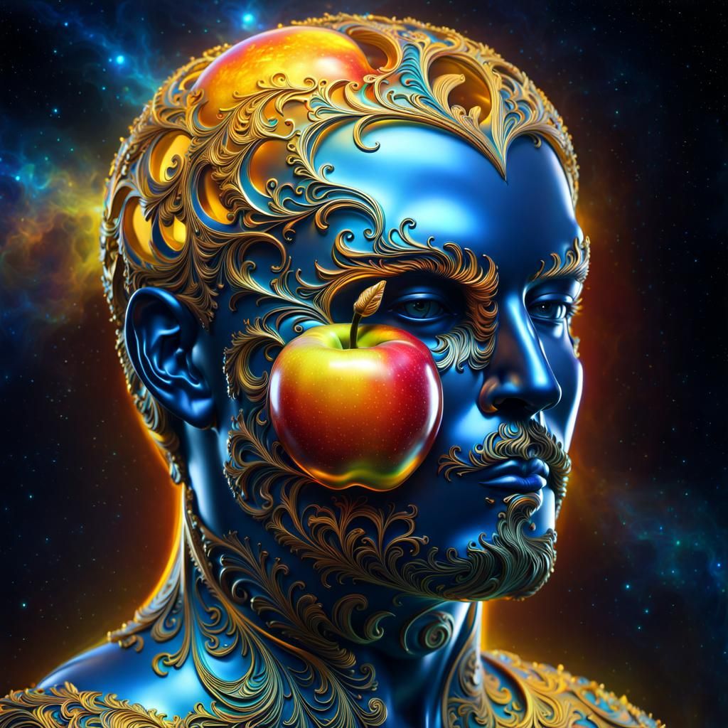 Celestial Apple Fractal Transformation in Hyperrealistic Sty...