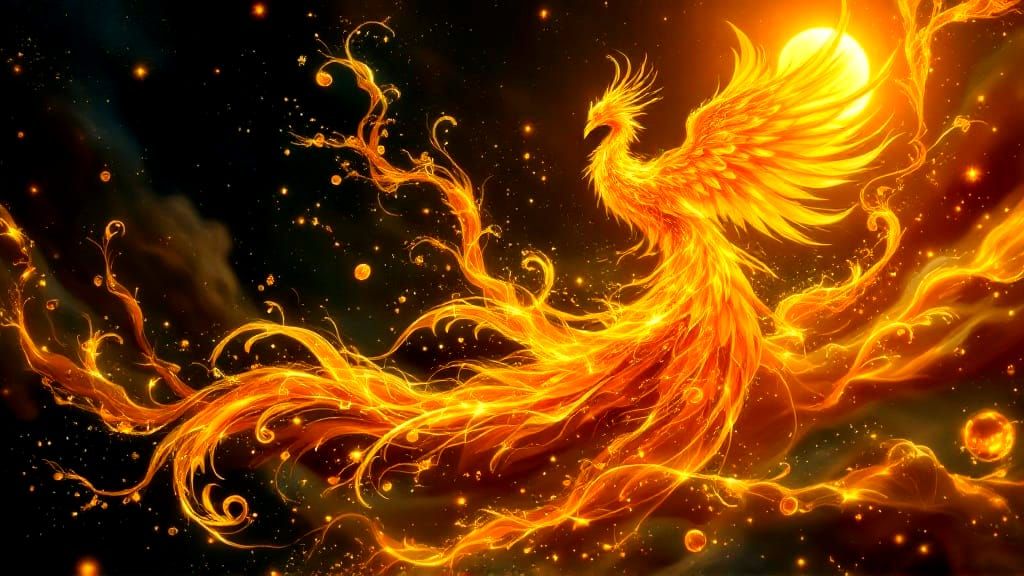 Golden Phoenix Ascends in Splendid Opulence