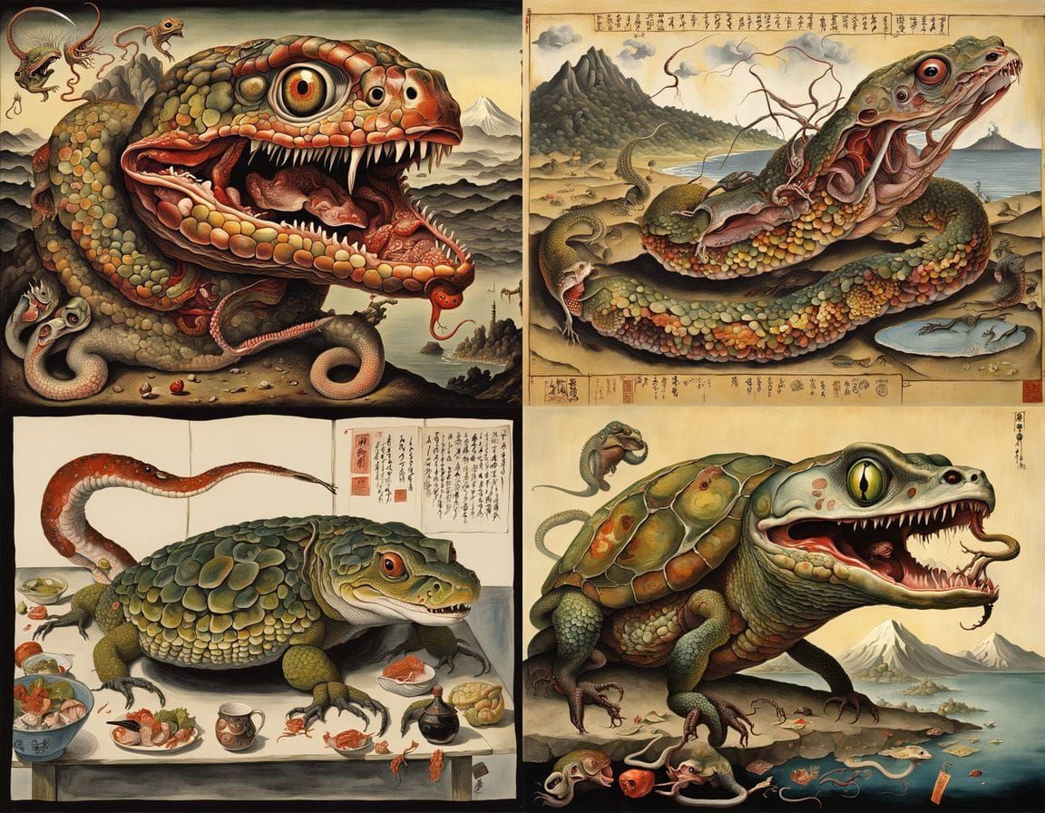 Surrealistic Japanese Horror Homunculus Lizard