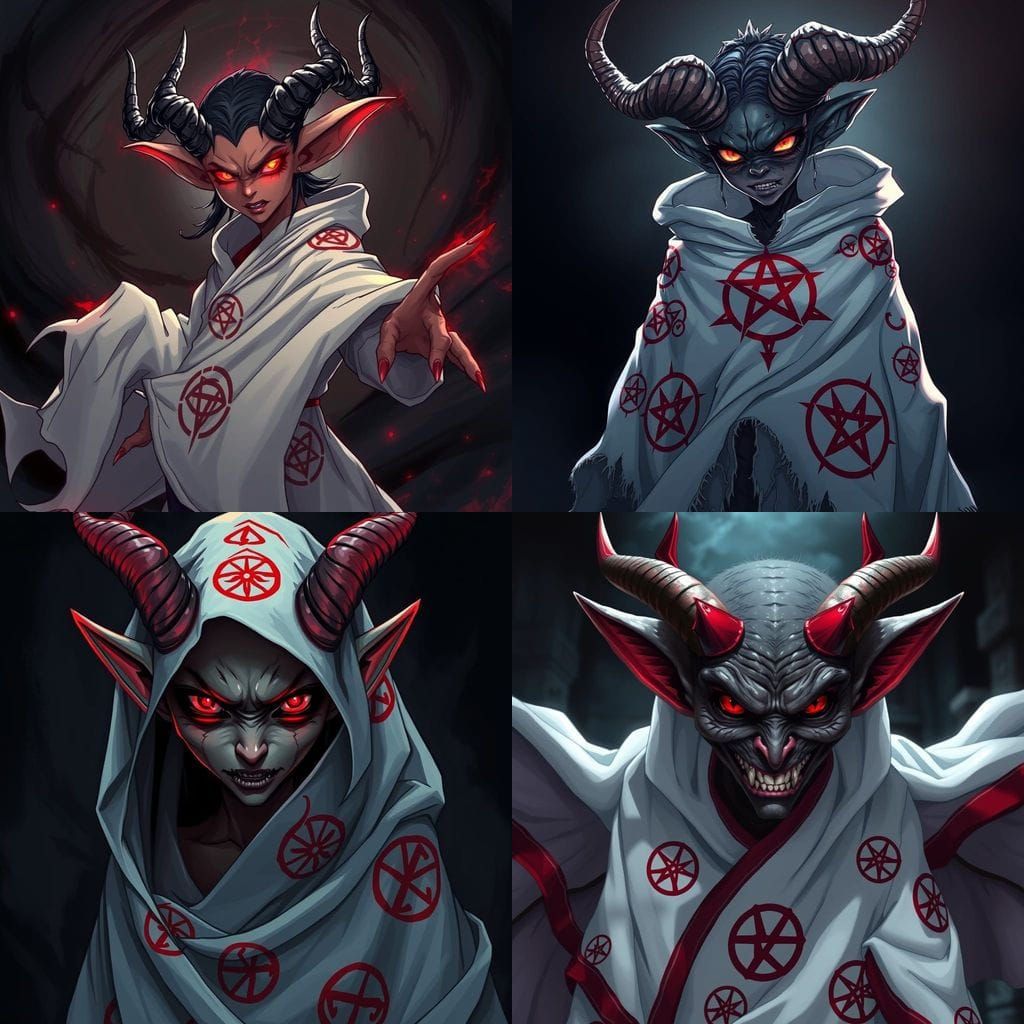 Demonic Female Goblin in Satanic Regalia