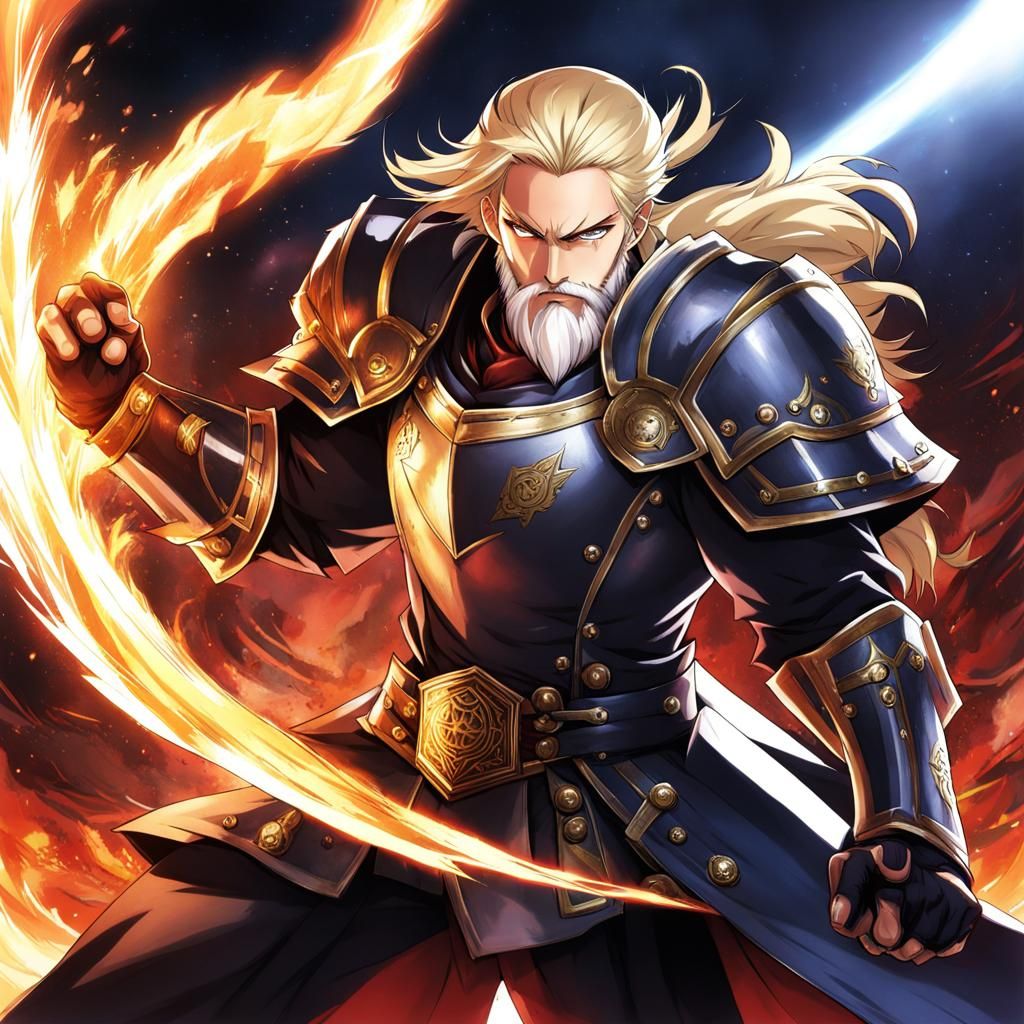Powerful Blonde Warrior Fighting Evil: Anime Style