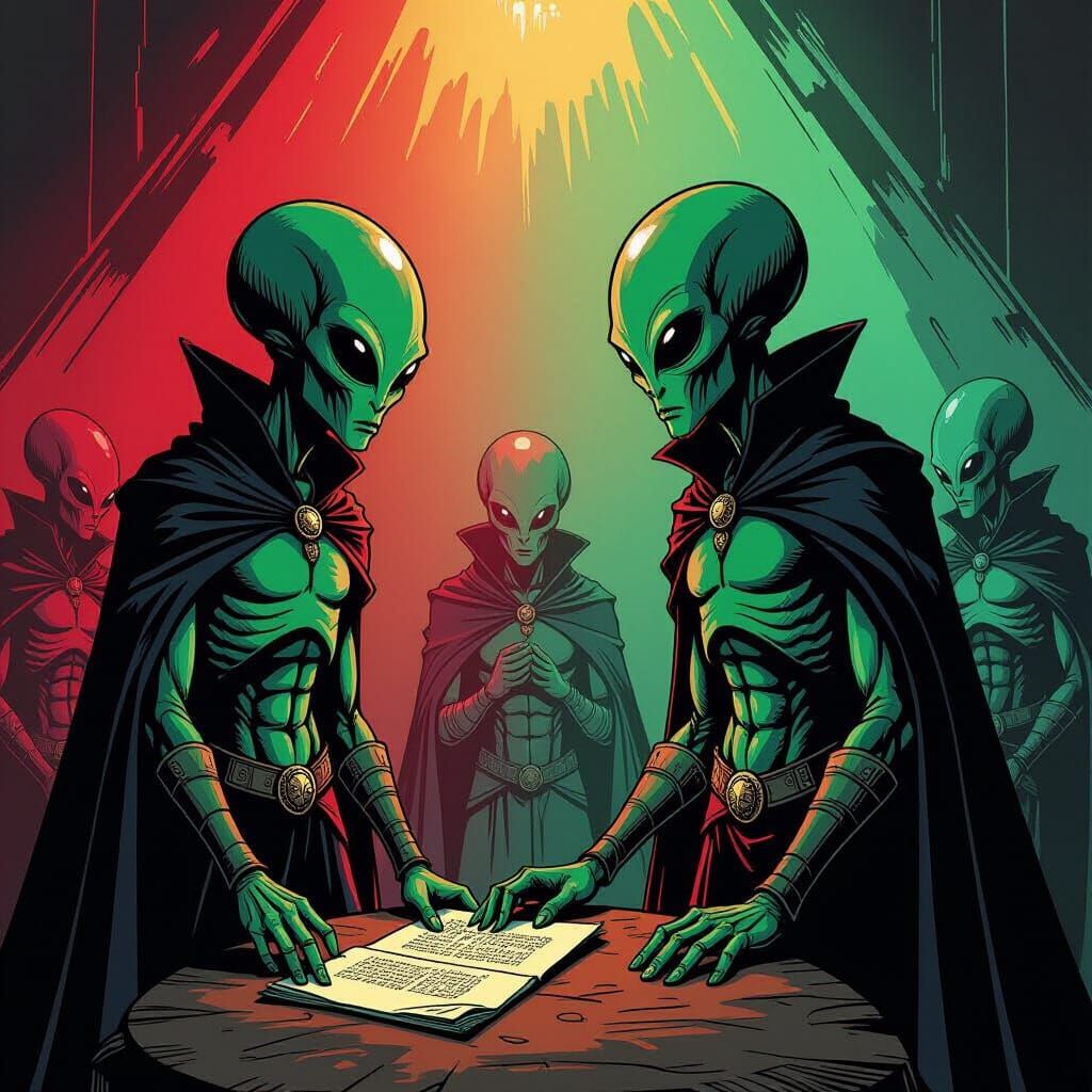 Aliens in Macbeth Comic Art Style