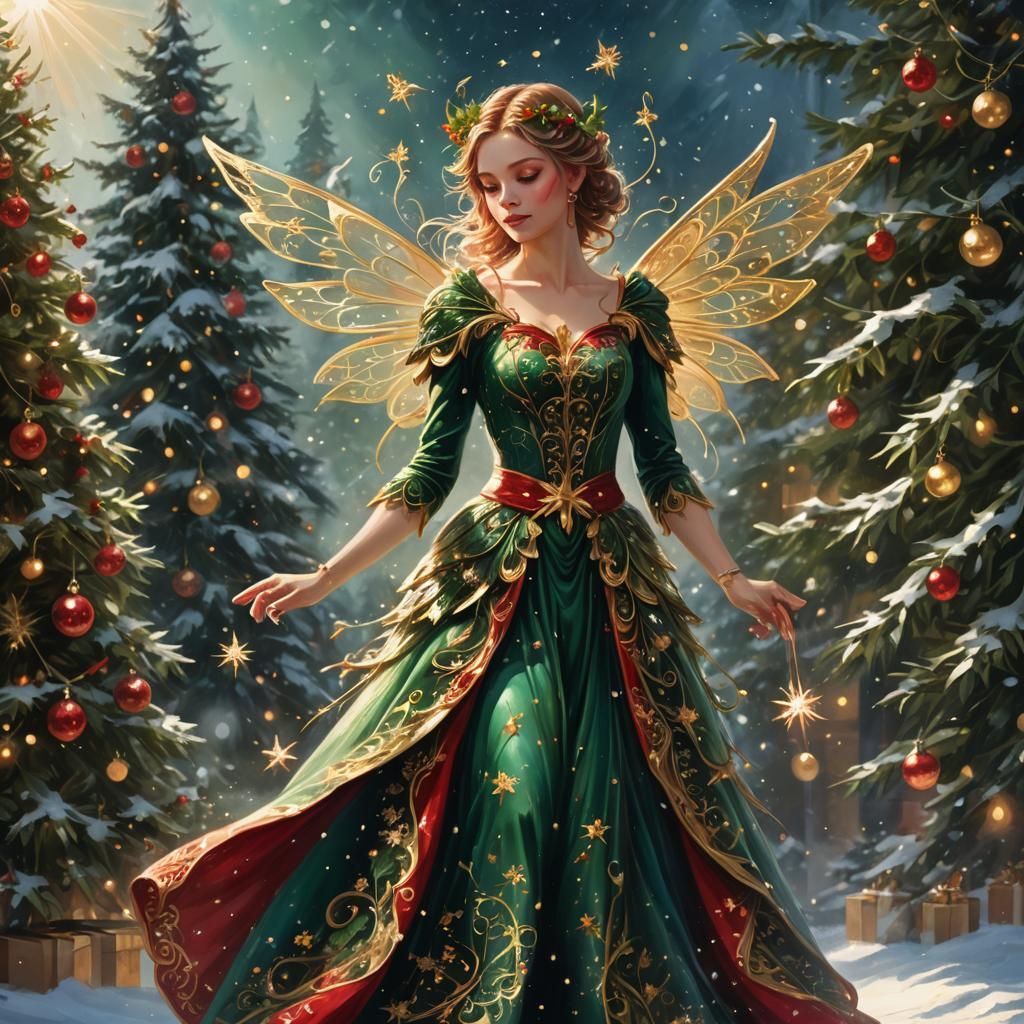 Christmas Fairy Concept Art in Oil Painting Style