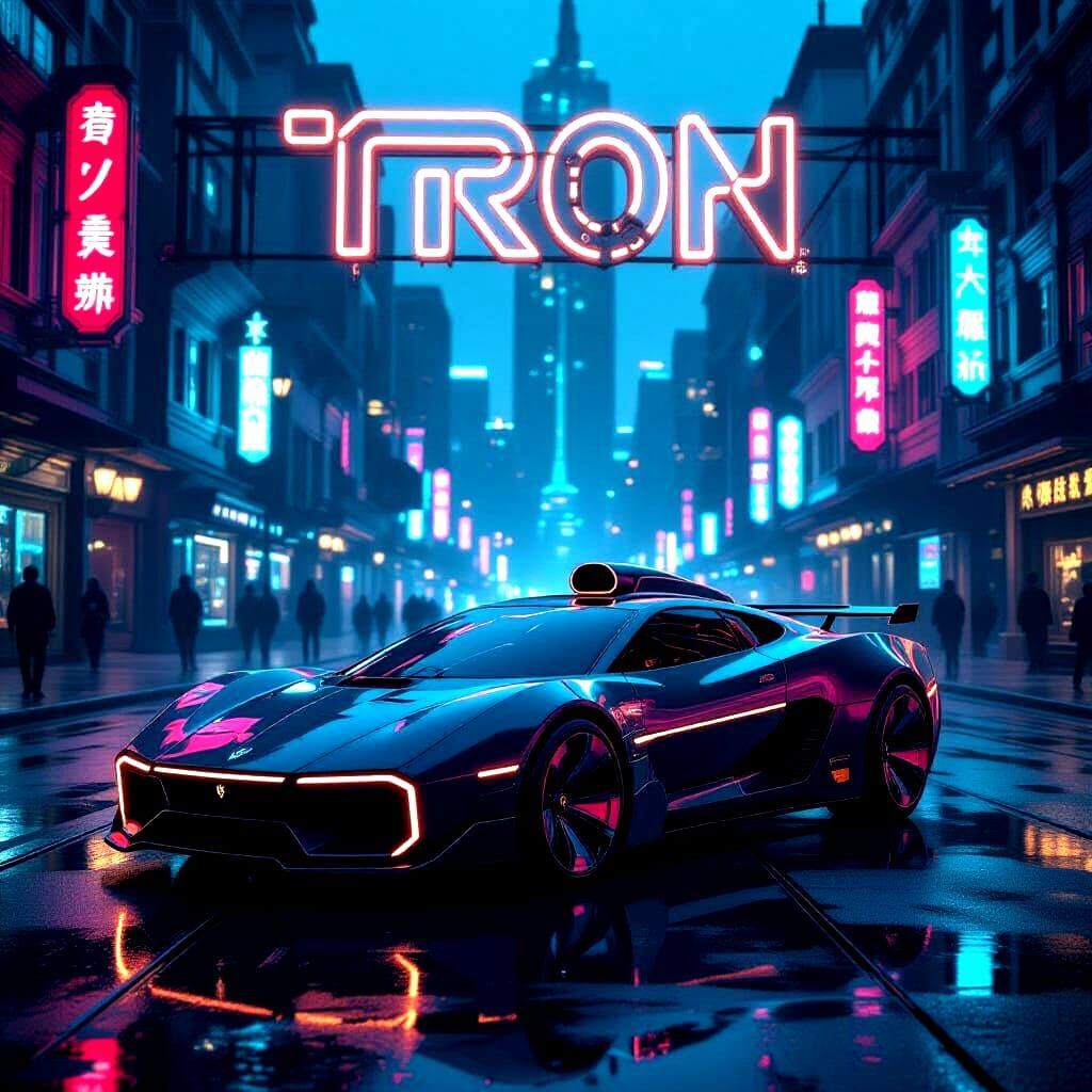 Steampunk Tron Movie Poster with Victorian Neon Lighting