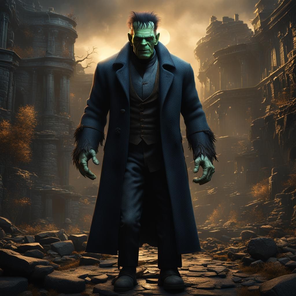 Frankenstein's Monster in Detailed Matte Painting