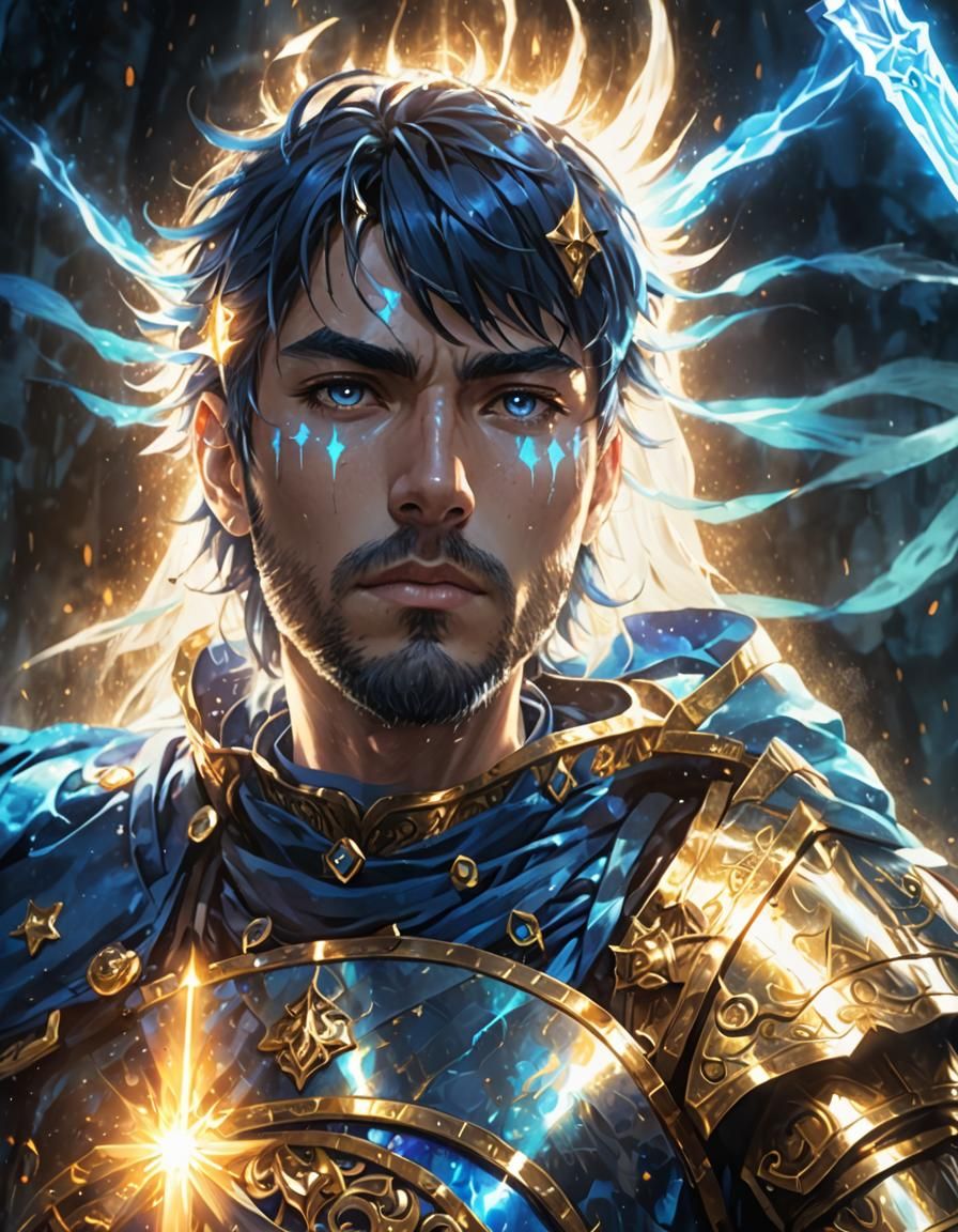 Anime Holy Magi with Living Armor and Weapon