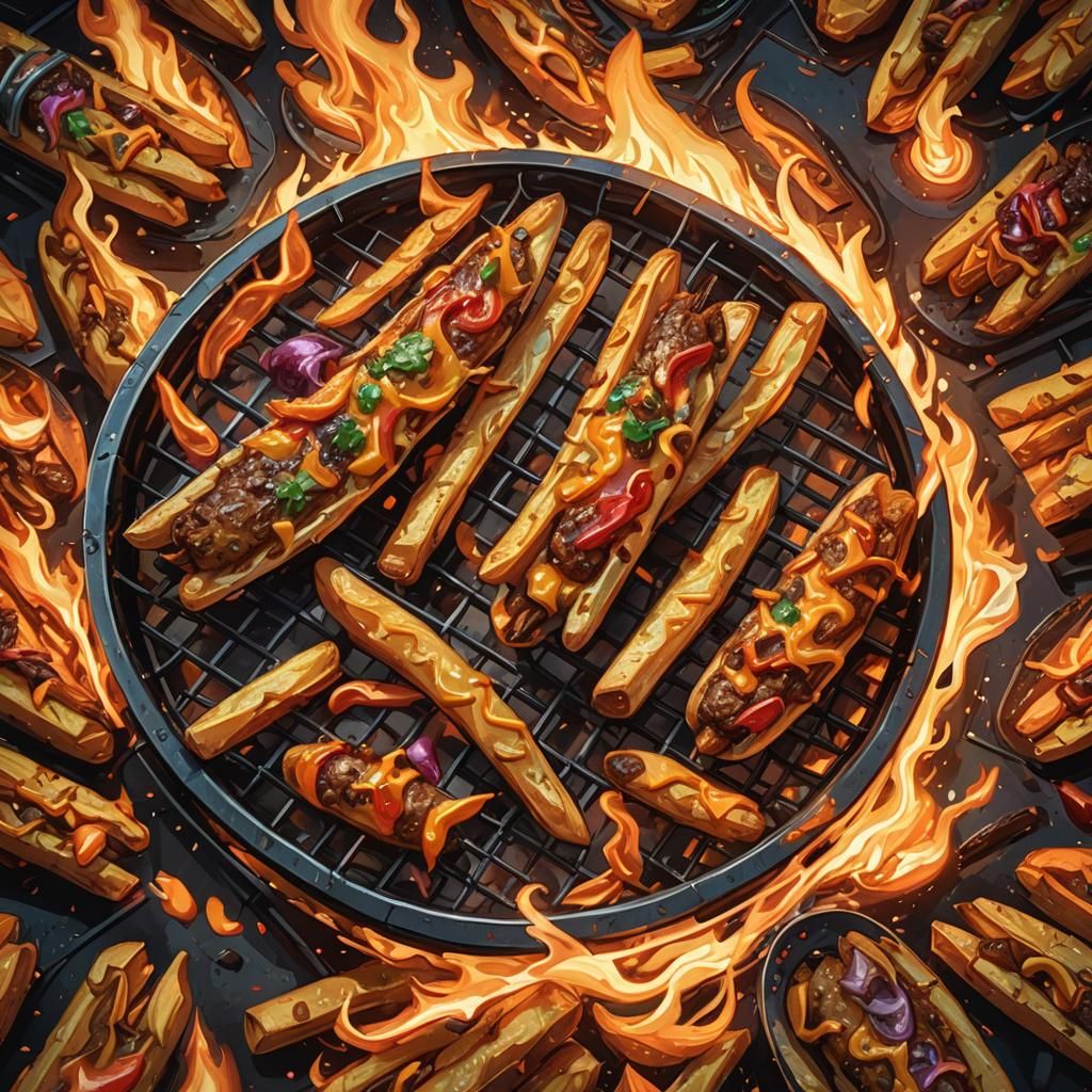 Ornate Grill Fries Eccentric Foods in Fantasy Art