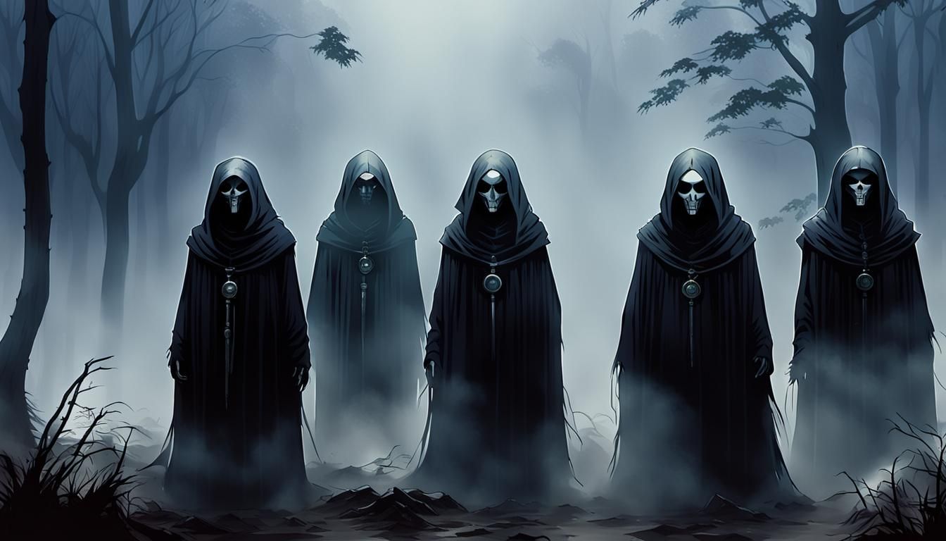 Three Chrome Figures in 90s Anime Swamp