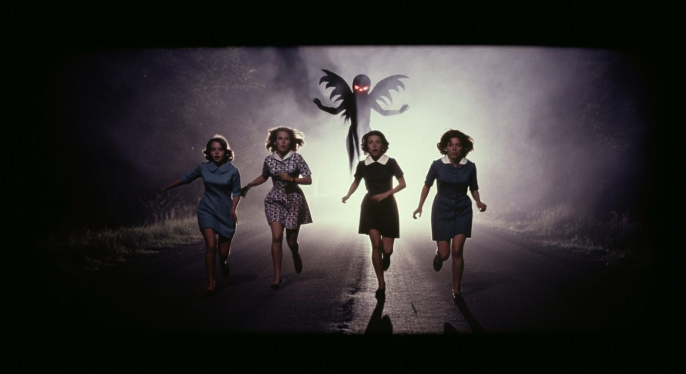 Chilling 1966 Horror Film Still in Widescreen Grainy Format