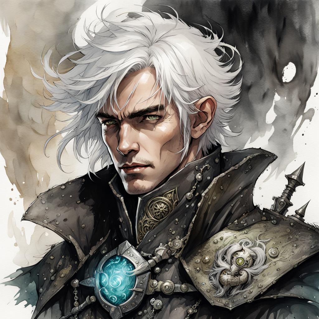 D&D Changeling Portrait in Steampunk Noir Style