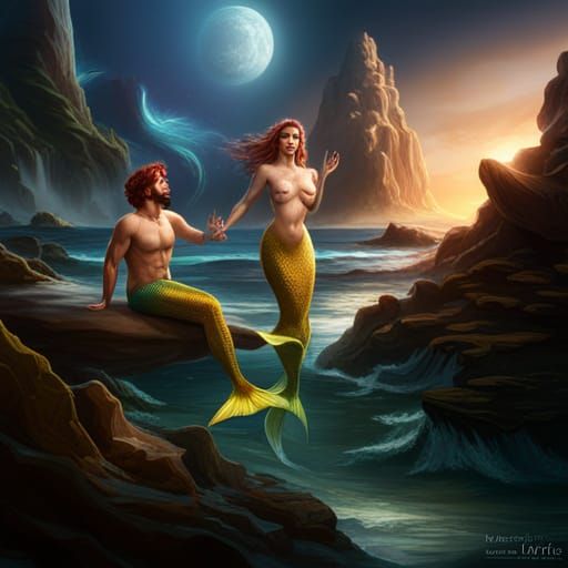Grace And Monty: Mermaid and Merman Fantasy Art